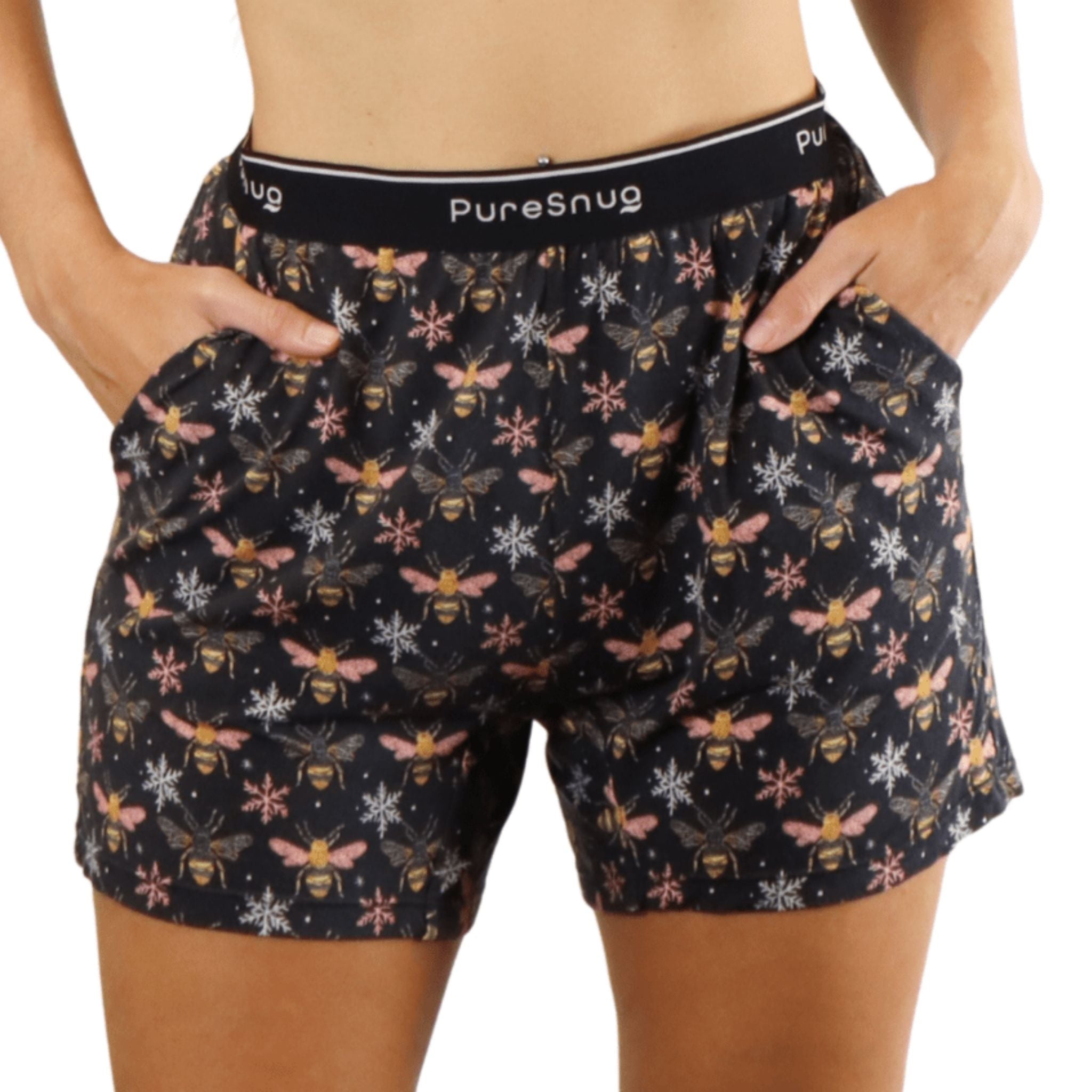 PureSnug bees knees lounge short worn by a person on a white background