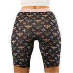 Back image of Bees 8" Biker Shorts with bee and snowflakes pattern on a white background
