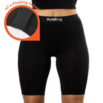 Black High-Waisted PureSnug biker shorts displayed, featuring "w/ a Floating Gusset" label.