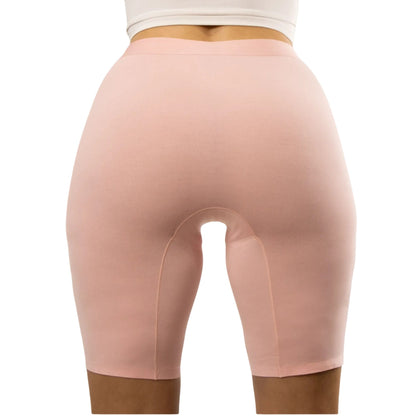 puresnug 8" inseam biker short back view in soft pink color,more coverage and support, no ride up, no wedgies, no chafing design, AU