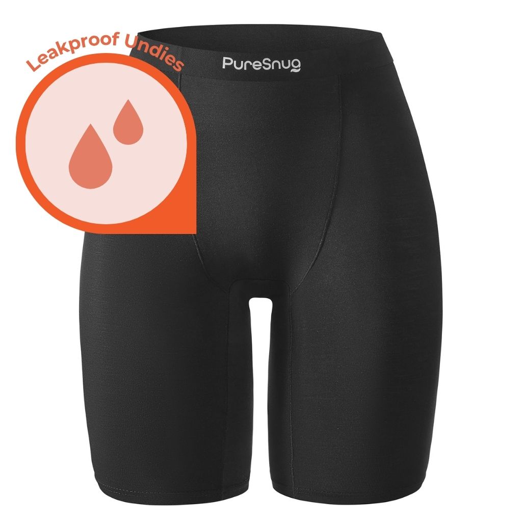Black (High-Waisted 8") Leakproof Biker Briefs