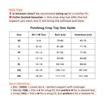 the crop top bralette size chart of pure snug,highlight the size up recommendation and also some reference of different cups.
