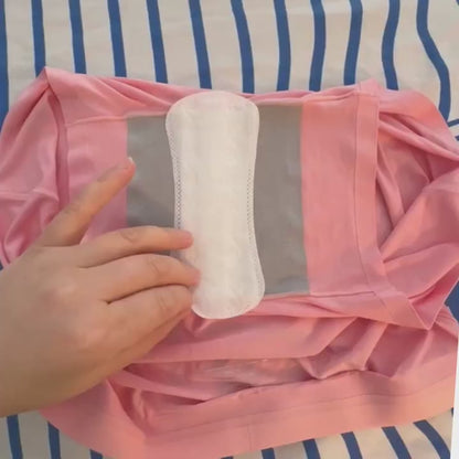 Pure Snug underwear demonstrating the secure, attached gusset design that holds a panty liner firmly in place 